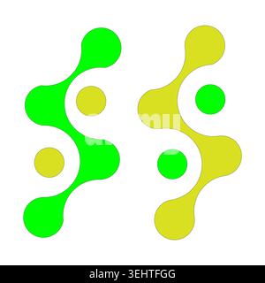 Abstract liquid connection. Colorful drop symbol. Modern flow shape. Green yellow vector. Stock Vector