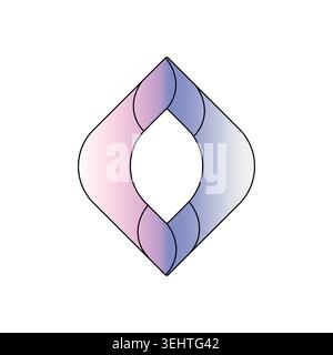 Diamond vector shape. Overlapping fluid element. Gradient pink purple design. Elegant luxury emblem. Stock Vector