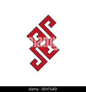Abstract spiral element. Red geometric Vector shape. Ethnic ornament symbol. Square lines pattern. Stock Vector