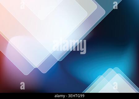 Modern Geometric Glassmorphism Background with Transparent Overlapping Squares Stock Vector