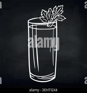 Chalk sketch of mojito cocktail on blackboard background Stock Vector