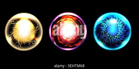 Magic light orb game spheres Stock Vector