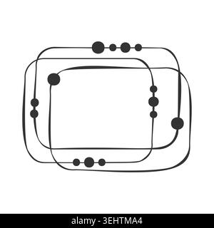 Abstract mid century modern frame template with hand drawn rectangular lines and geometric dots on isolated white background for creative posters, min Stock Vector