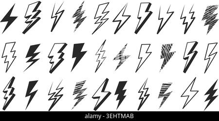 Lightning icon set Stock Vector