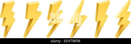 Gold lightnings set Stock Vector
