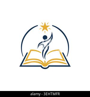 Professional academic identity with rising student star and open book. Stock Vector