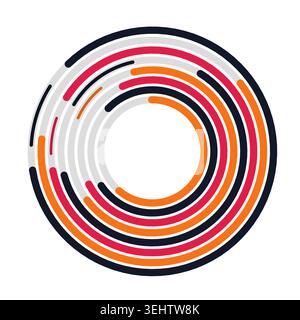 Vibrant circular composition built from bold rounded ring segments Stock Vector