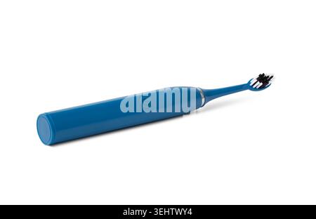 Blue electric toothbrush providing modern sonic dental care for oral hygiene on a transparent background Stock Photo