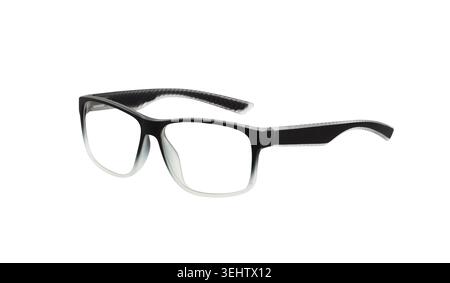 Modern optical eyeglasses with black and white gradient frames on a transparent background Stock Photo