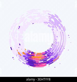 Abstract digital ring interface made from layered geometric arc blocks Stock Vector