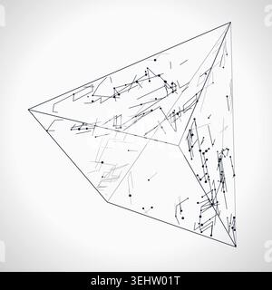 Abstract futuristic pyramid structure rendered as a clean geometric network background Stock Vector