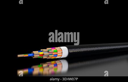 copper cable 3d on black background Stock Photo