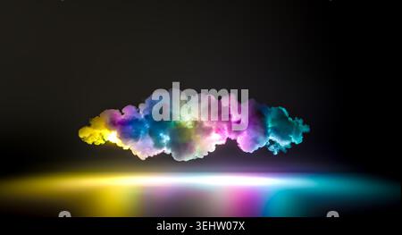 Vibrant vapor cloud rainbow smoke 3d Stock Photo
