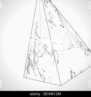 Abstract futuristic pyramid structure rendered as a clean geometric network background Stock Vector