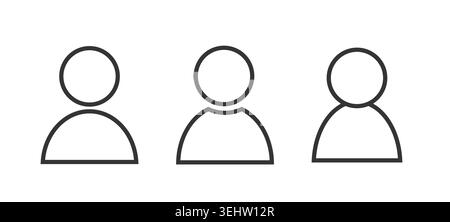 User icon outline profile icon vector. Simple silhouette for web, users, login mobile app, web ui and interface design. Admin avatar for member web. Stock Vector