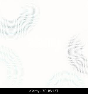 Modern dotted background featuring floating circular ring forms built from clean vector particles Stock Vector
