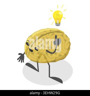 3D Isometric Flat Illustration of Smart Healthy Human Brain, Psychological Mind Control. Item 5 Stock Photo