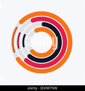 Vibrant circular composition built from bold rounded ring segments Stock Vector