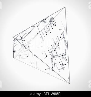 Abstract futuristic pyramid structure rendered as a clean geometric network background Stock Vector