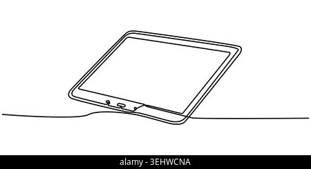 Modern Digital Tablet One-Line Drawing Illustration for Tech and Design Content Stock Vector