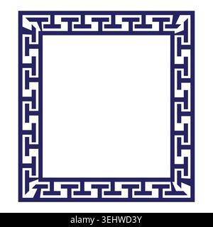 Geometric key border design in navy blue Stock Vector