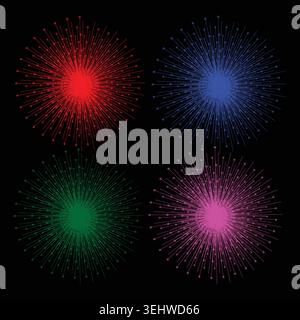 Colorful fireworks explosion in dark space Stock Vector