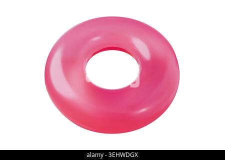 Red inflatable swim ring isolated on a white background. Classic rubber floatie water tube for pool or beach use, summer vacation concept Stock Vector