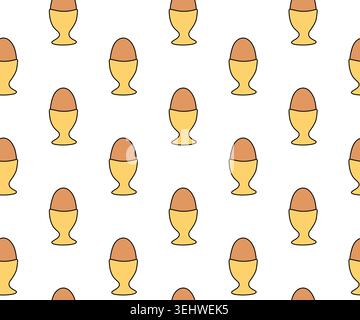Egg cup pattern Egg seamless hand drawn illustration. Vector graphic line art. Perfect for textile, wrapping paper, and holiday design. Cute modern sp Stock Vector