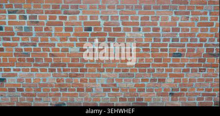 Old Brick Wall Texture Background, Red Brick Blocks Wall, Ancient Bricks Fence, Retro Stonewall with Copy Space, Brickwork Exterior Mockup Stock Photo