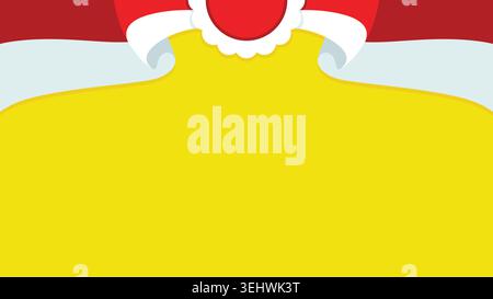 Wavy Indonesian flag on yellow horizontal background with copy space for text, suitable for celebrating important days in Indonesia. Stock Vector