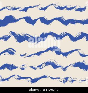 Blue grunge brush stroke wave vector design. Dry paintbrush wave. Abstract summer ocean tide design for creative social media, seasonal banners Stock Vector