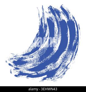 Blue acrylic brush stroke wave vector isolated on white. Dynamic abstract dry paint smear element for social media, banners, poster and flyer layouts. Stock Vector