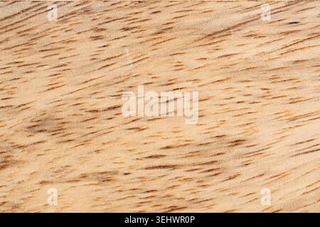 Mango wood texture bg top view. Kitchen wooden tray background, organic Mangifera indica veneer pattern, mango timber board surface close up Stock Photo