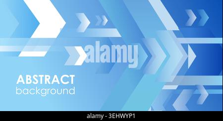 Abstract blue vector background featuring dynamic, layered geometric arrows and forward-moving shapes Stock Vector