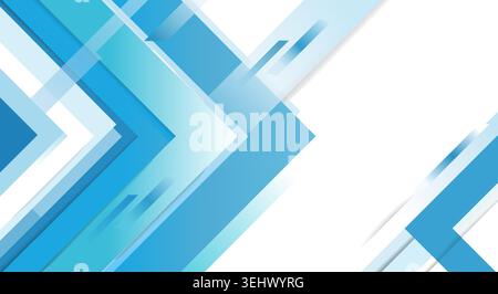 Abstract vector background featuring blue geometric chevron shapes and diagonal stripes overlapping on a clean white backdrop Stock Vector