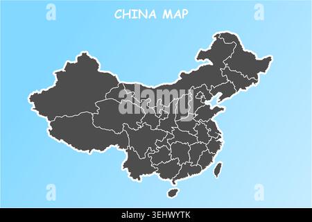 Vector map of China with provincial borders on a blue gradient background. Ideal for infographics, educational, geography, and business concepts Stock Vector