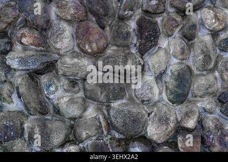 Close up view of a man made stone wall. Stock Photo
