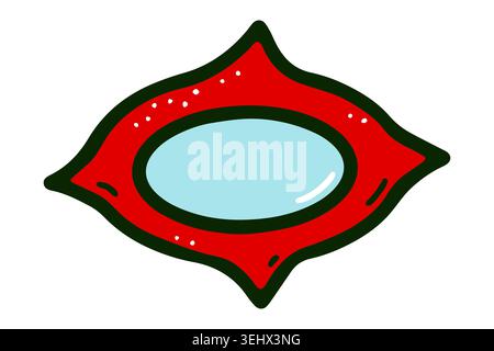 Doodle cozy soft shape frame. Hand drawn cadre isolated on white background. Outline color home comfort element for winter decor, Christmas interiors Stock Vector