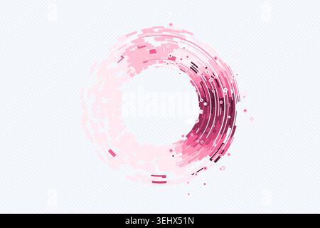 Abstract digital ring interface made from layered geometric arc blocks Stock Vector