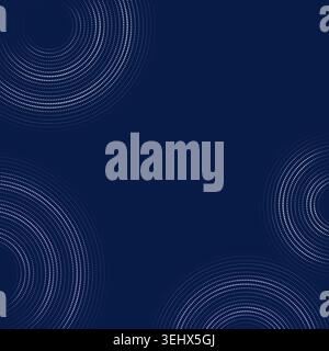Modern dotted background featuring floating circular ring forms built from clean vector particles Stock Vector
