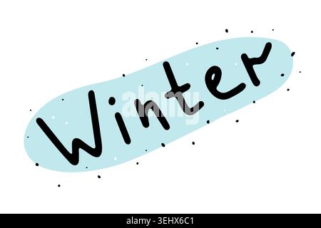 Doodle winter lettering with hand drawn brush style. Cute season word design isolated on white background. Cozy cold weather symbol for holidays, gree Stock Vector