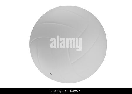 Blank white volleyball isolated on a clean background. Realistic 3D render of a classic leather volleyball with detailed stitched segments, ideal for Stock Photo