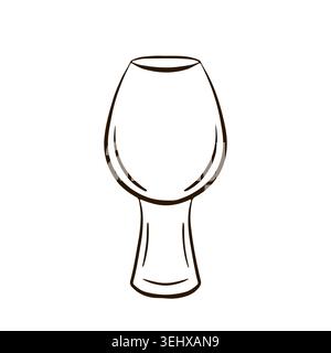 Minimalist beer Stout Glass icon in simple line art style. Pub drink vessel for beverage service. Clean outline graphic symbol isolated on white Stock Vector