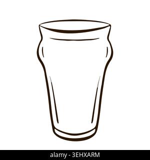 Empty Imperial Pint beer mug in line art style. Glassware vessel for beverage celebration Oktoberfest. Isolated black outline element. Multipurpose Stock Vector