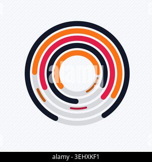 Vibrant circular composition built from bold rounded ring segments Stock Vector