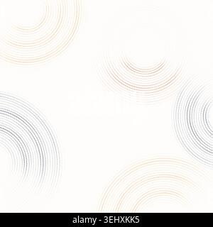 Modern dotted background featuring floating circular ring forms built from clean vector particles Stock Vector