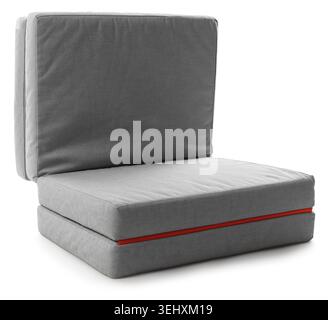 Stylish grey folding mattress isolated on white Stock Photo