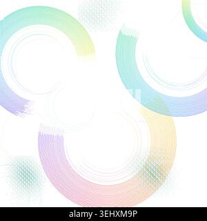 Minimal geometric ring composition with pale transparency effects and decorative dotted texture Stock Vector