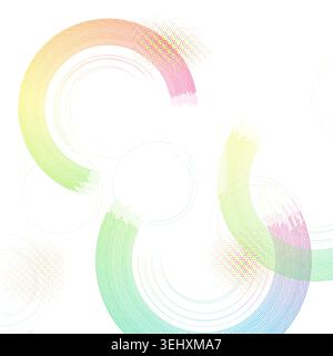Minimal geometric ring composition with pale transparency effects and decorative dotted texture Stock Vector