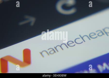 Dhaka, Bangladesh- 02 Dec 2025: A Close-up of a laptop screen is displaying the namecheap web interface in a browser Stock Photo